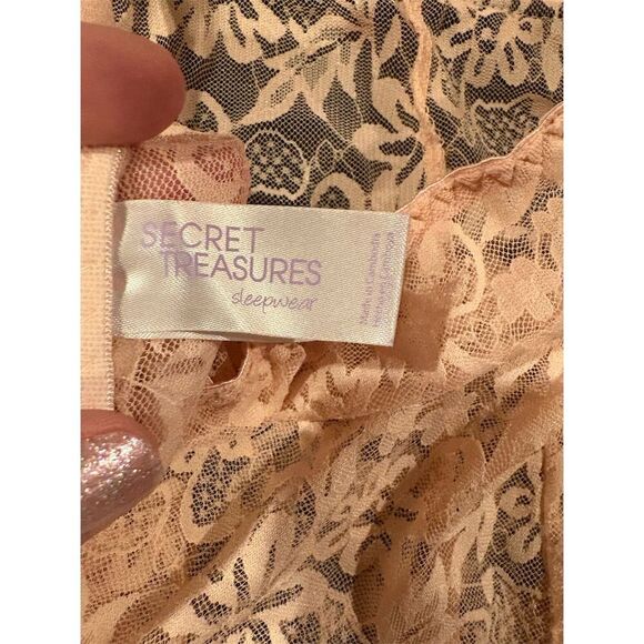 Secret Treasures Women's XL Peach Floral Lace Cami Nightie Sleepshirt - Picture 7 of 9